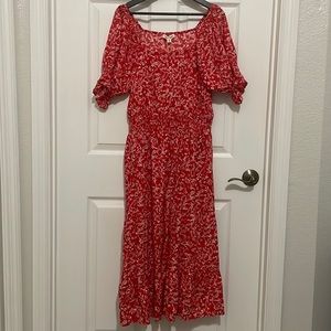 Violet Skies Womens red floral maxi dress